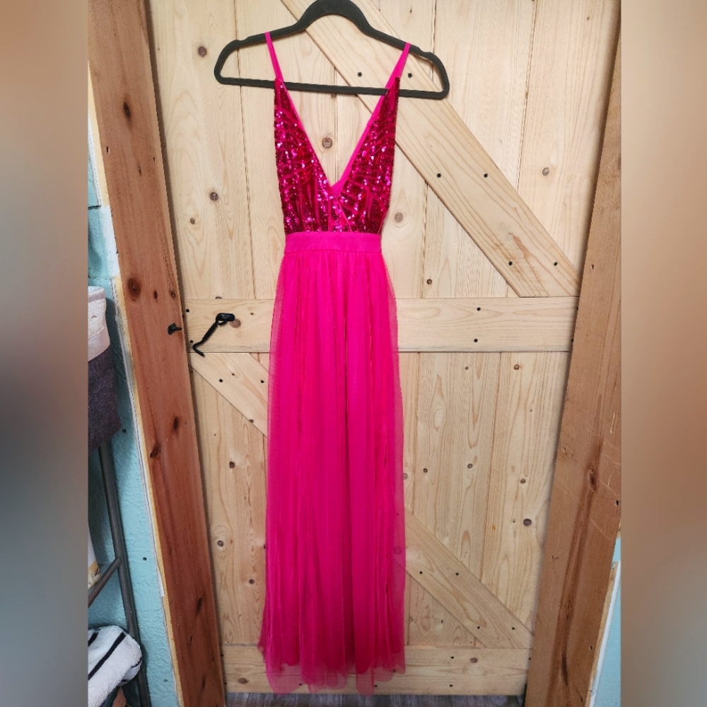 Sequin and mesh prom dress